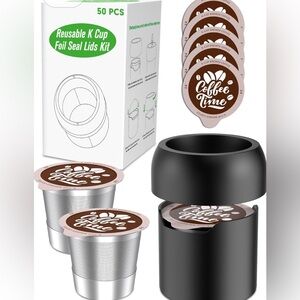Reusable K Cup Foil Seal Lids - Silver and Black
